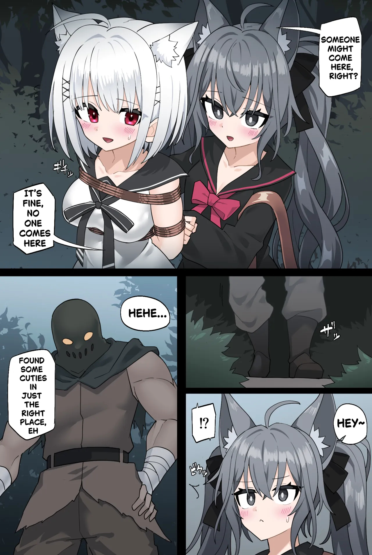 Manuka And Karin Get Kidnapped In The Forest Eng+jp page 1