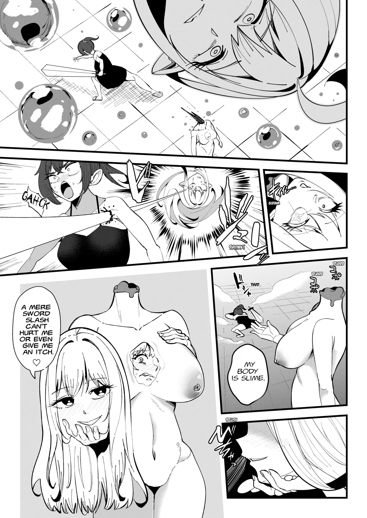 The Half Slime Elf's Absorptive Boobification -- The Tragic End Of The Swordswoman And Mage Who Melt Away The Moment They Reconcile page 12